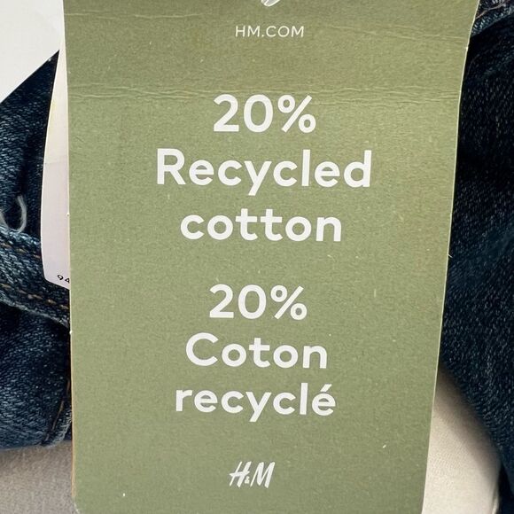 Y2K H&M Wide Leg Comfort Stretch High Waist Dark Wash Denim Jeans NWT Size 8 - Picture 12 of 15